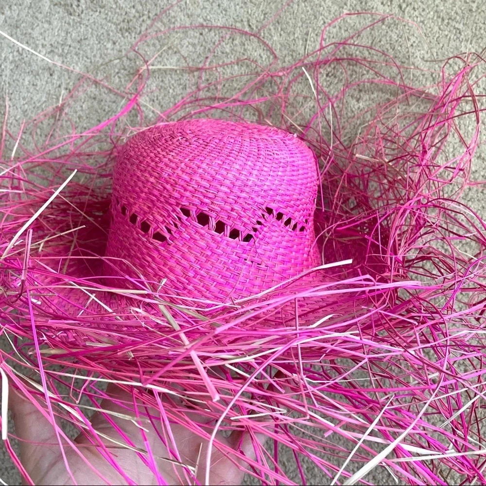 Summer Beach Pool Hot Pink Straw Hat